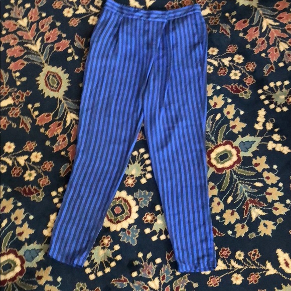 Zara | Pants & Jumpsuits | Zara Blue Stripe Cross Over Trouser Pants Pockets | Poshmark